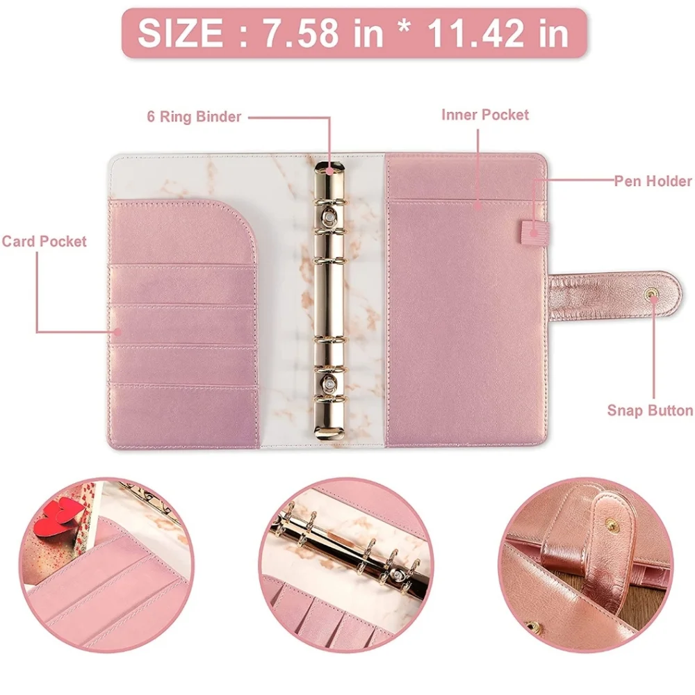 🆓🚚 A6 Binder Cover Rose Gold